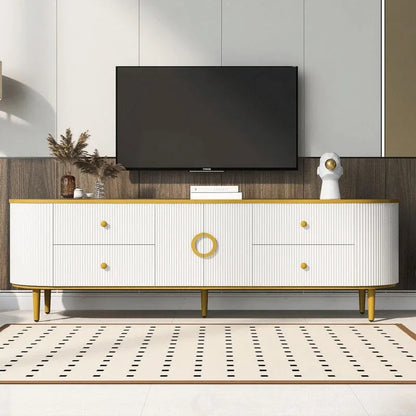 Modern TV Stand for TVs up to 80 Inches, Entertainment Center with Drawers and Cabinet