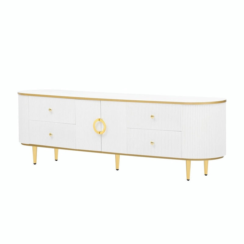 Modern TV Stand for TVs up to 80 Inches, Entertainment Center with Drawers and Cabinet