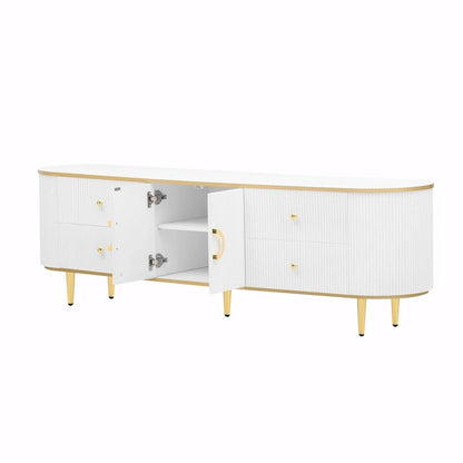 Modern TV Stand for TVs up to 80 Inches, Entertainment Center with Drawers and Cabinet