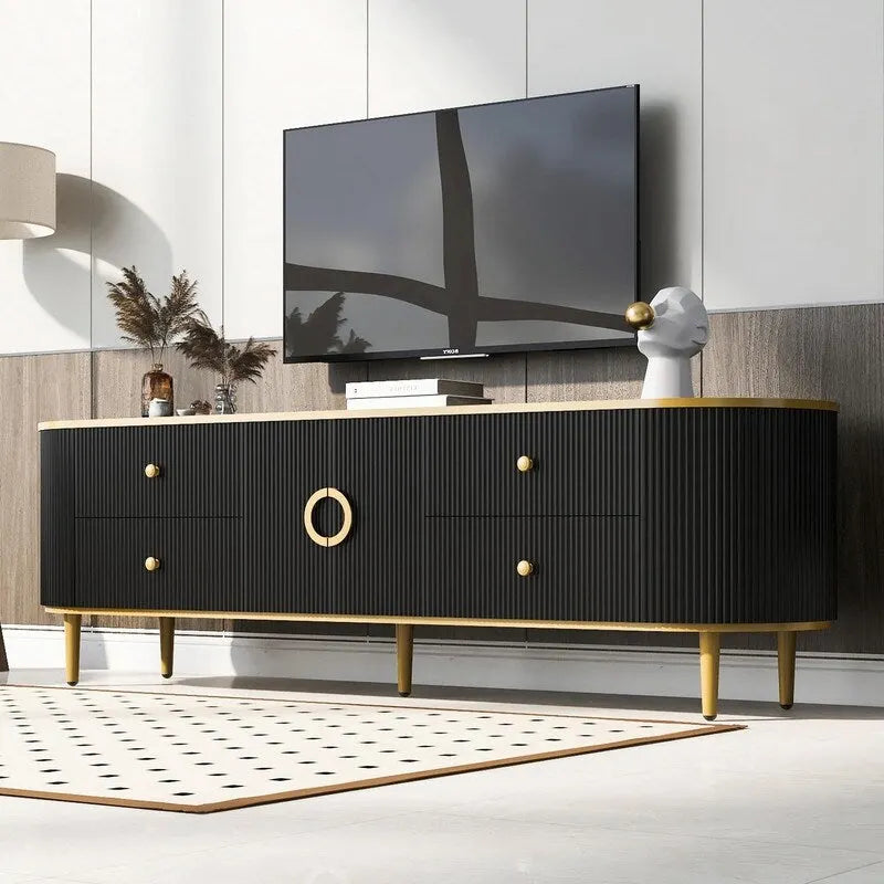 Modern TV Stand for TVs up to 80 Inches, Entertainment Center with Drawers and Cabinet