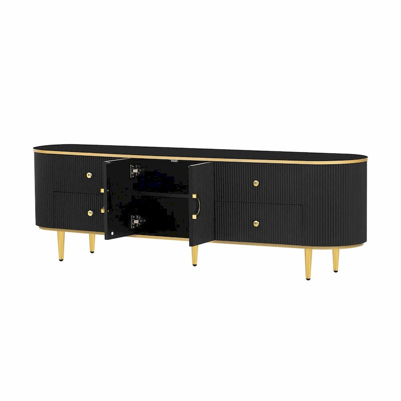Modern TV Stand for TVs up to 80 Inches, Entertainment Center with Drawers and Cabinet