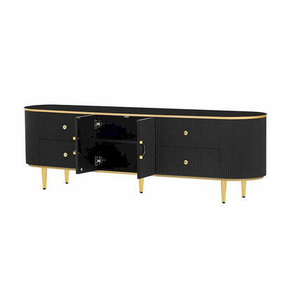 Modern TV Stand for TVs up to 80 Inches, Entertainment Center with Drawers and Cabinet