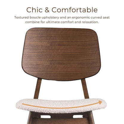 Furniture of America Beau I Mid-century 2-Pack Walnut Dining Chair Set with Boucle Seats