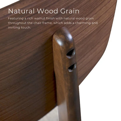 Furniture of America Beau I Mid-century 2-Pack Walnut Dining Chair Set with Boucle Seats