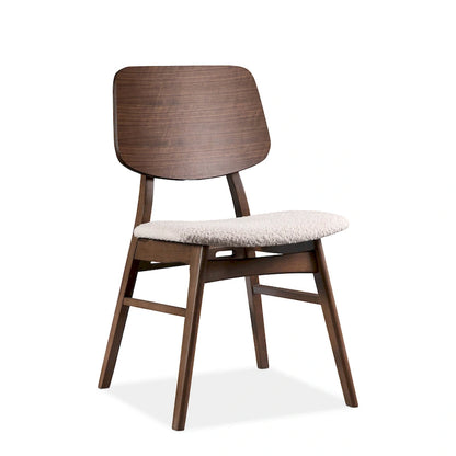 Furniture of America Beau I Mid-century 2-Pack Walnut Dining Chair Set with Boucle Seats