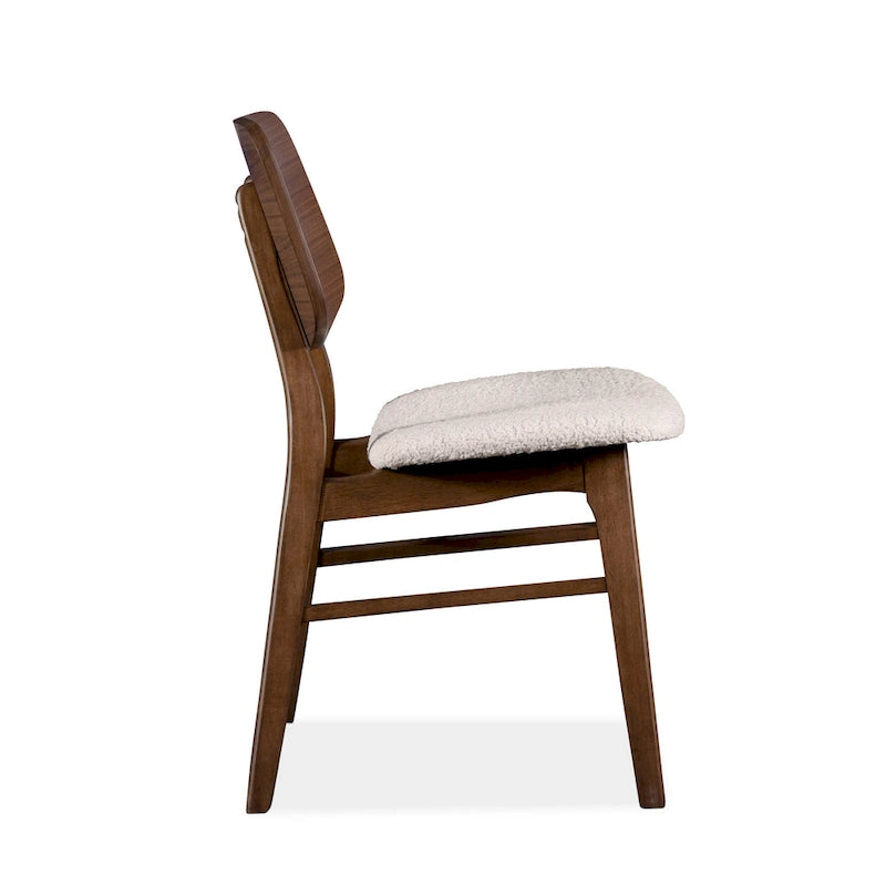 Furniture of America Beau I Mid-century 2-Pack Walnut Dining Chair Set with Boucle Seats