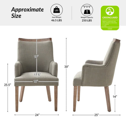 Albert Farmhouse Upholstered Solid Wood Dining Chair Set of 2 by HULALA HOME