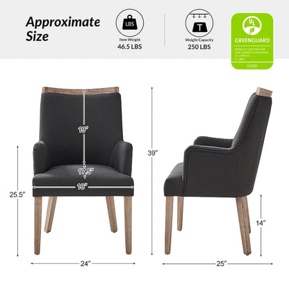 Albert Farmhouse Upholstered Solid Wood Dining Chair Set of 2 by HULALA HOME