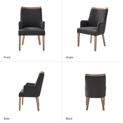 Albert Farmhouse Upholstered Solid Wood Dining Chair Set of 2 by HULALA HOME