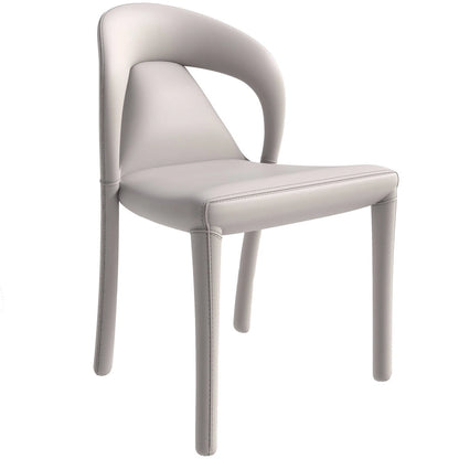 Solace Modern Dining Chair in Upholstered Leather with Steel Frame & Legs by LeisureMod