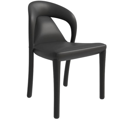 Solace Modern Dining Chair in Upholstered Leather with Steel Frame & Legs by LeisureMod