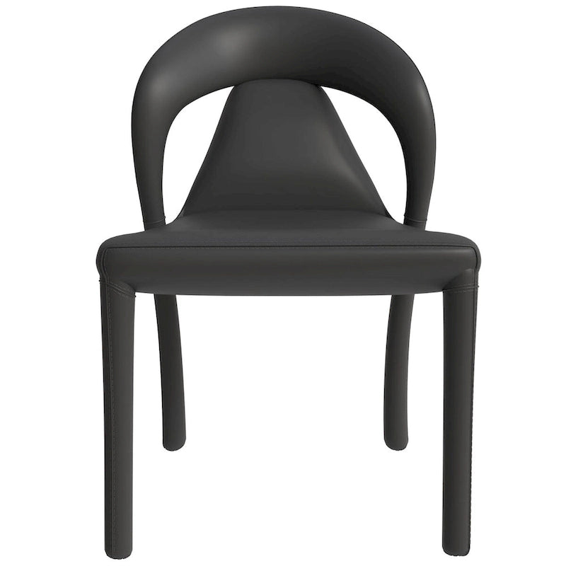 Solace Modern Dining Chair in Upholstered Leather with Steel Frame & Legs by LeisureMod