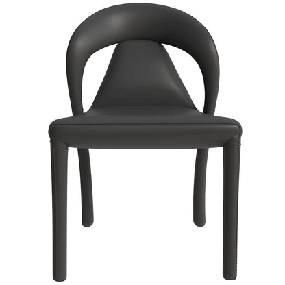 Solace Modern Dining Chair in Upholstered Leather with Steel Frame & Legs by LeisureMod