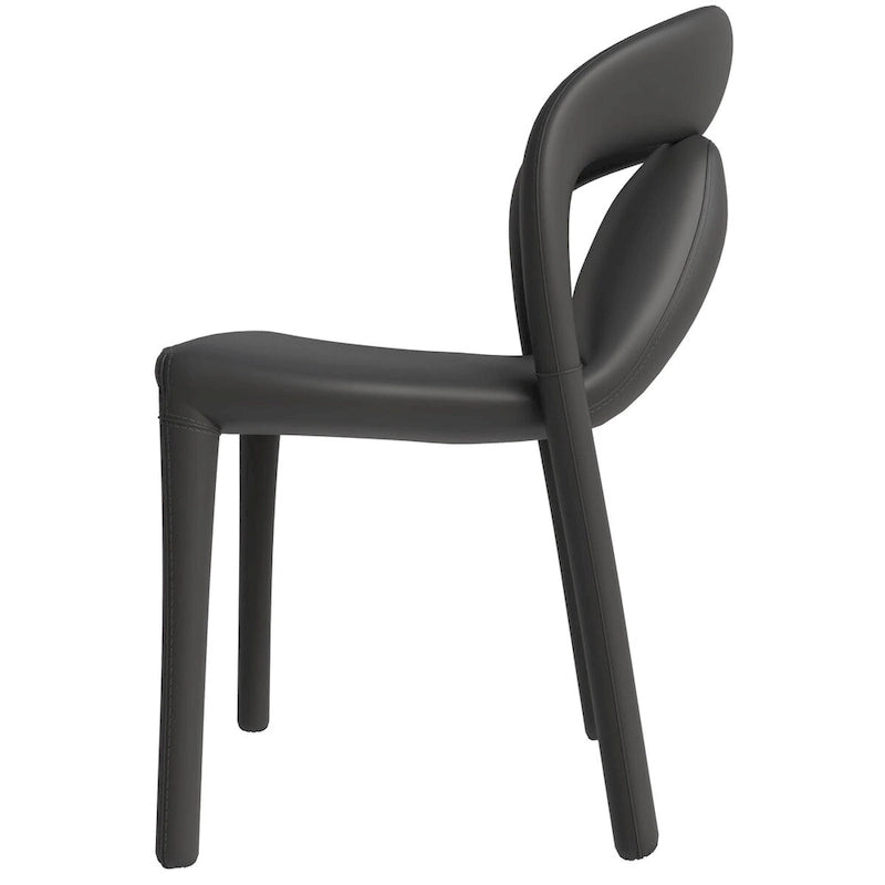 Solace Modern Dining Chair in Upholstered Leather with Steel Frame & Legs by LeisureMod