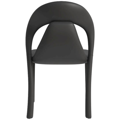 Solace Modern Dining Chair in Upholstered Leather with Steel Frame & Legs by LeisureMod