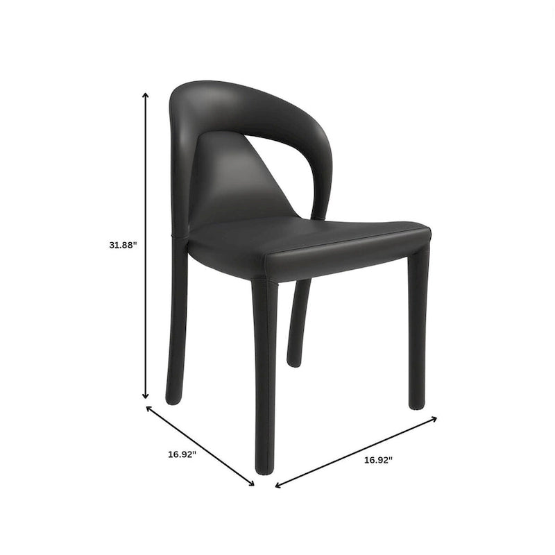 Solace Modern Dining Chair in Upholstered Leather with Steel Frame & Legs by LeisureMod