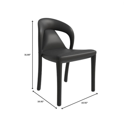 Solace Modern Dining Chair in Upholstered Leather with Steel Frame & Legs by LeisureMod