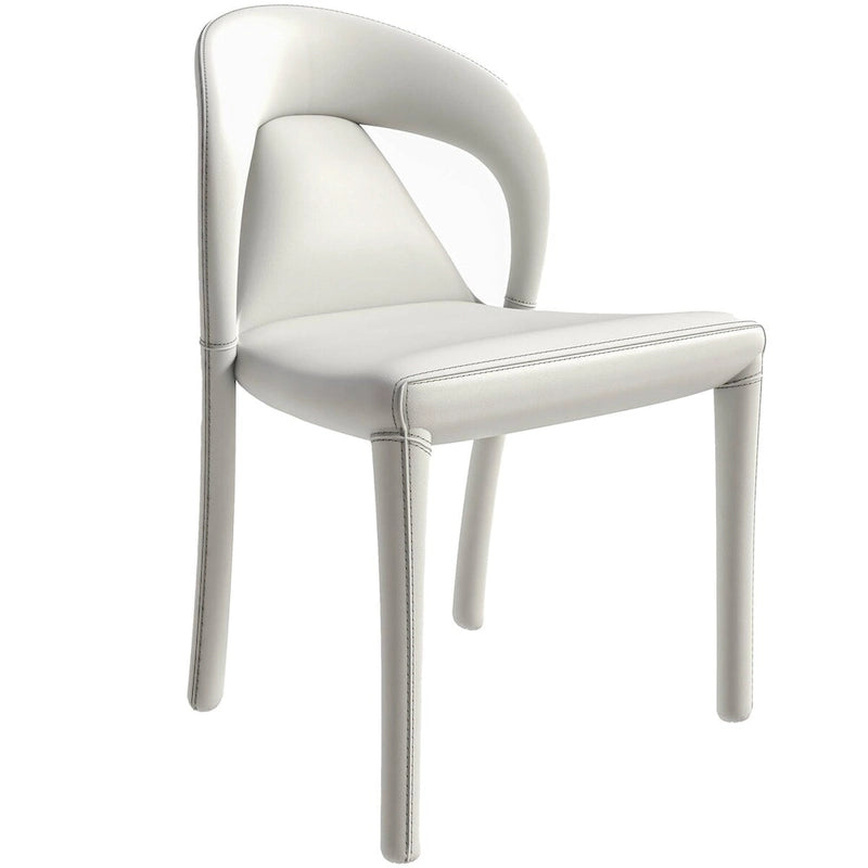 Solace Modern Dining Chair in Upholstered Leather with Steel Frame & Legs by LeisureMod