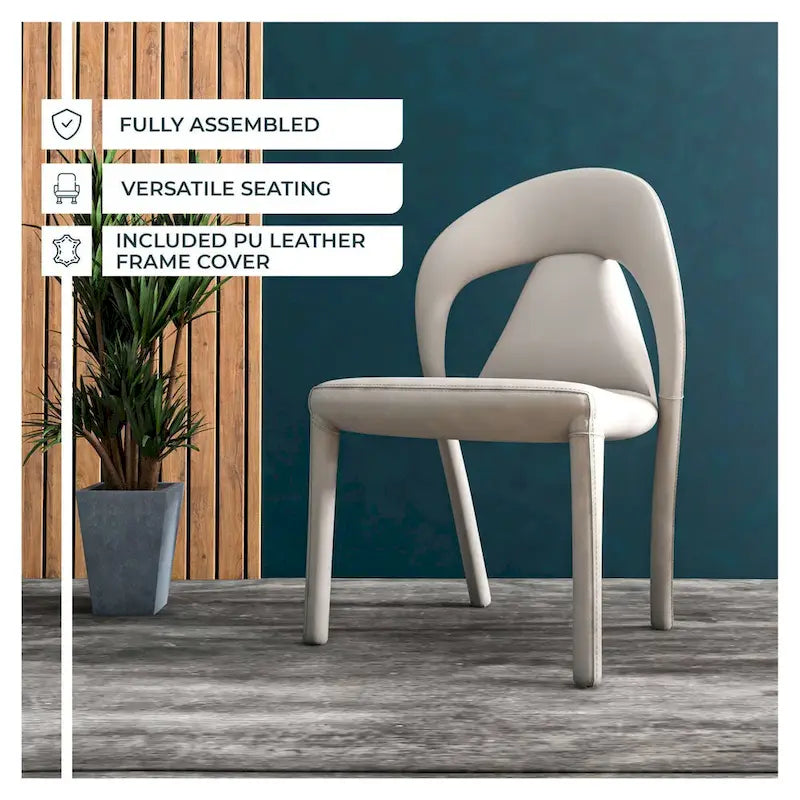 Solace Modern Dining Chair in Upholstered Leather with Steel Frame & Legs by LeisureMod