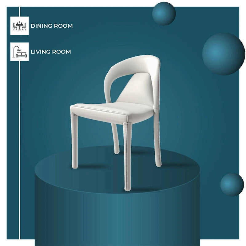 Solace Modern Dining Chair in Upholstered Leather with Steel Frame & Legs by LeisureMod