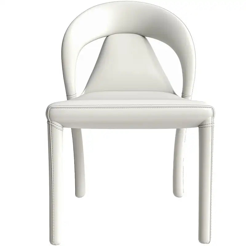 Solace Modern Dining Chair in Upholstered Leather with Steel Frame & Legs by LeisureMod