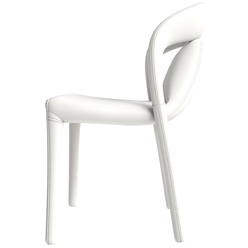 Solace Modern Dining Chair in Upholstered Leather with Steel Frame & Legs by LeisureMod