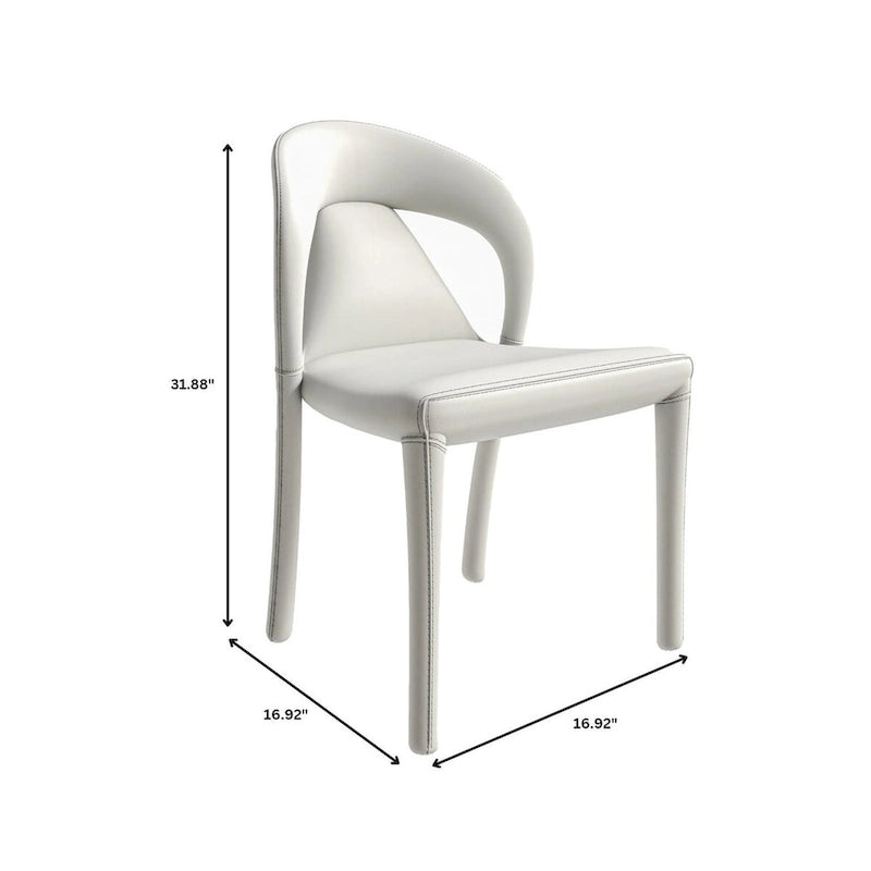 Solace Modern Dining Chair in Upholstered Leather with Steel Frame & Legs by LeisureMod