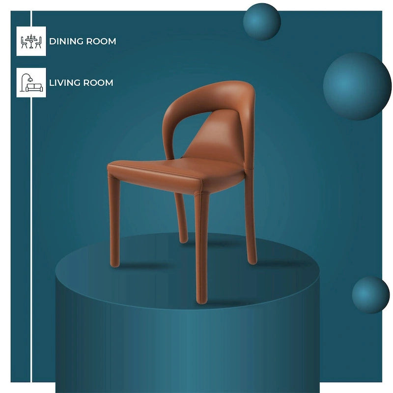 Solace Modern Dining Chair in Upholstered Leather with Steel Frame & Legs by LeisureMod