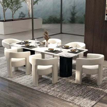 SEYNAR Modern Glam Velvet Upholstered Dining Chair, Open-Back Accent Chair Set of 6