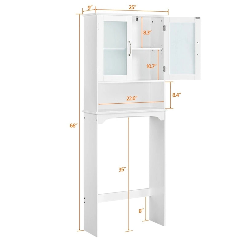 Yaheetech Bathroom Organizer Over The Toilet,2-Door,1 Open-Shelf