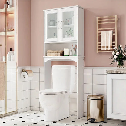 Yaheetech Bathroom Organizer Over The Toilet,2-Door,1 Open-Shelf