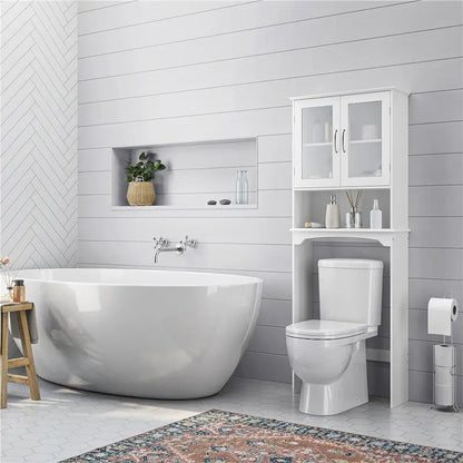 Yaheetech Bathroom Organizer Over The Toilet,2-Door,1 Open-Shelf