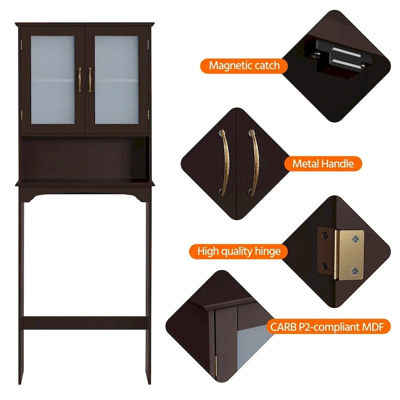 Yaheetech Bathroom Organizer Over The Toilet,2-Door,1 Open-Shelf