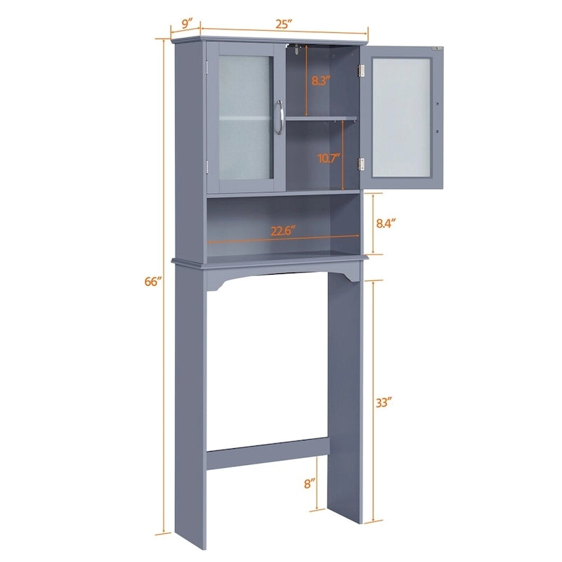 Yaheetech Bathroom Organizer Over The Toilet,2-Door,1 Open-Shelf