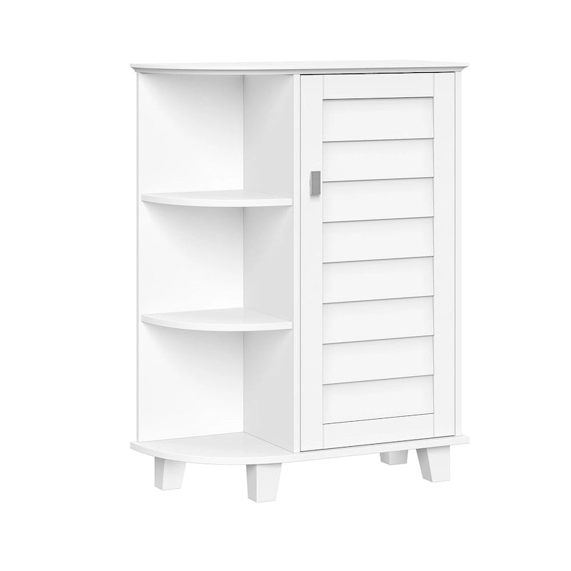 RiverRidge Brookfield Single Door Floor Bathroom Laundry Storage Cabinet Organizer; Adjustable and Fixed Shelves - White