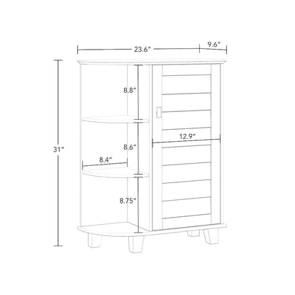 RiverRidge Brookfield Single Door Floor Bathroom Laundry Storage Cabinet Organizer; Adjustable and Fixed Shelves - White