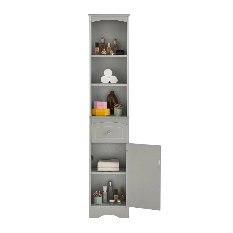 67 Tall Bathroom Organizers and Cabinet, Freestanding Storage Cabinet with Drawer, Door and Adjustable Shelves
