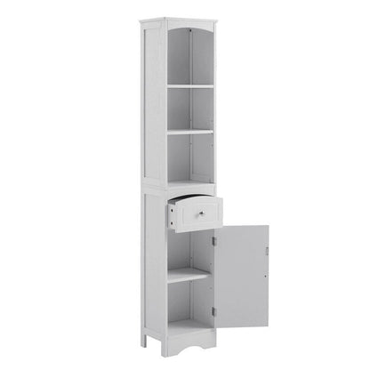 67 Tall Bathroom Organizers and Cabinet, Freestanding Storage Cabinet with Drawer, Door and Adjustable Shelves