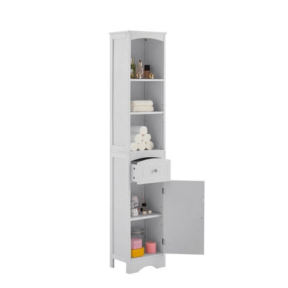 67 Tall Bathroom Organizers and Cabinet, Freestanding Storage Cabinet with Drawer, Door and Adjustable Shelves