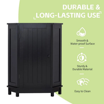 Grondin Modern Style Wooden Triangle Corner Accent Storage Cabinet with Interior Adjustable Shelves for Living Room Bathroom