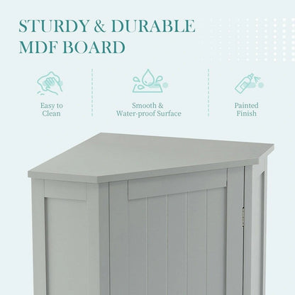 Grondin Modern Style Wooden Triangle Corner Accent Storage Cabinet with Interior Adjustable Shelves for Living Room Bathroom