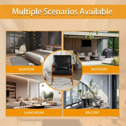 Velvet/leather Upholstered Mid-Century Modern Wood Frame Single Armchair for Living Room