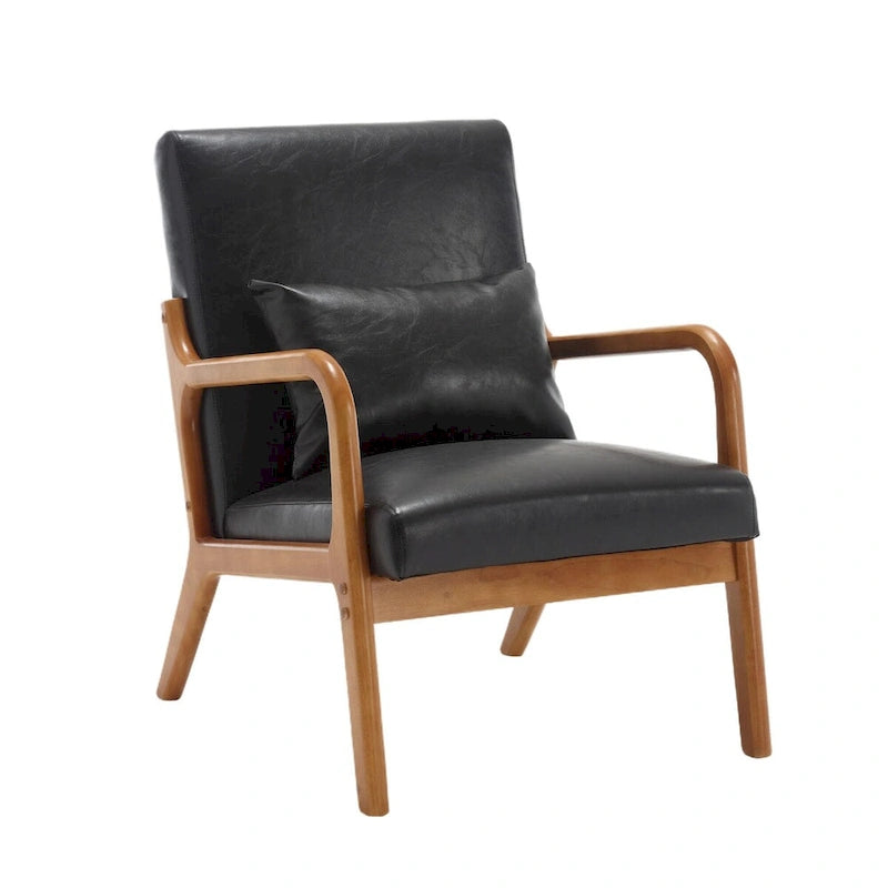 Velvet/leather Upholstered Mid-Century Modern Wood Frame Single Armchair for Living Room