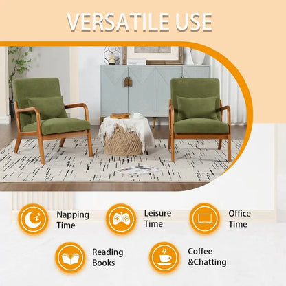 Velvet/leather Upholstered Mid-Century Modern Wood Frame Single Armchair for Living Room