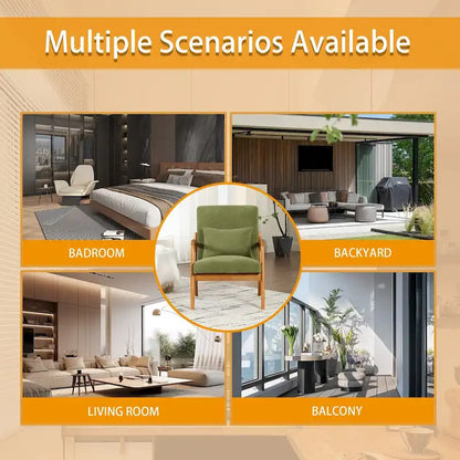 Velvet/leather Upholstered Mid-Century Modern Wood Frame Single Armchair for Living Room