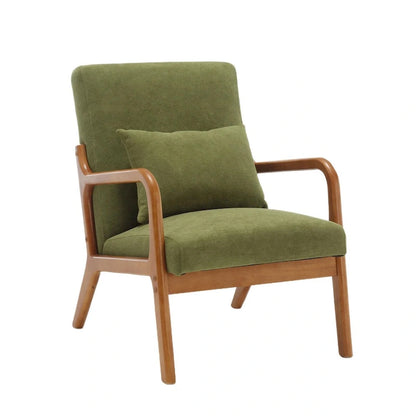 Velvet/leather Upholstered Mid-Century Modern Wood Frame Single Armchair for Living Room
