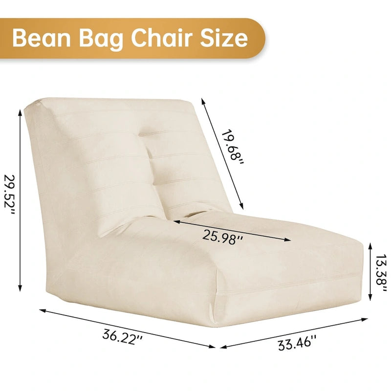 Mieres Bean Bag Chair, Lazy Floor Sofa Couch, Corner Bean Bag Chair for Adults, Tatami Sofa with Sponge Filling