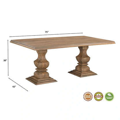 Willow Solid Wood Double Pedestal Dining Table