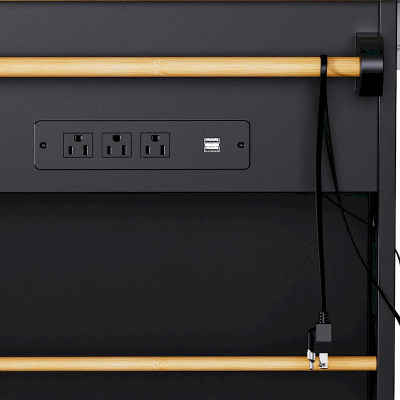 53 Kitchen Island with Drop Leaf, Power Outlet, Rolling Cart, and Storage Racks