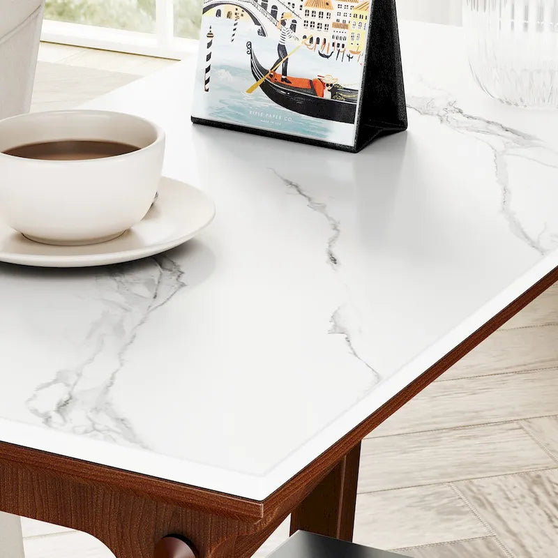 Brown Narrow Slate Side Table with Storage Shelf